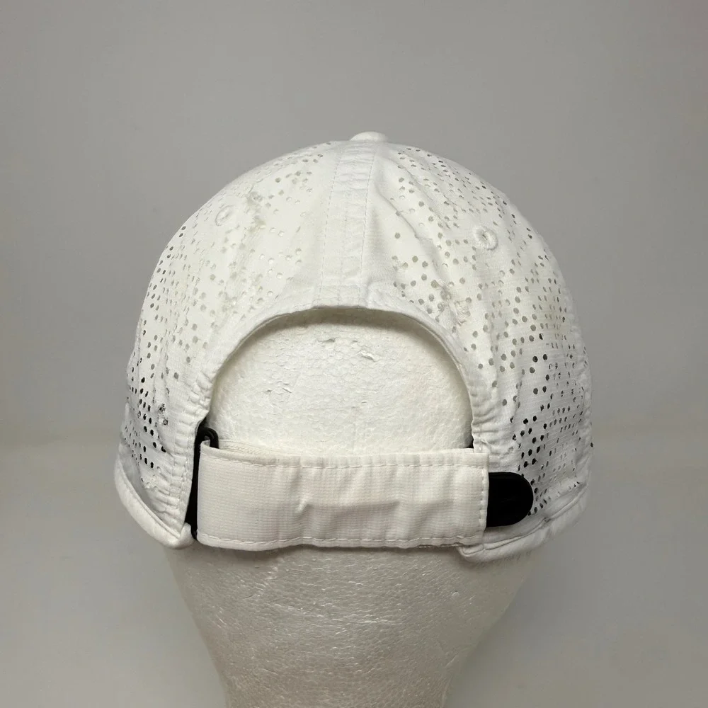Distressed Nike Golf Hat White Perforated Performance Adjustable Cap Swoosh Logo